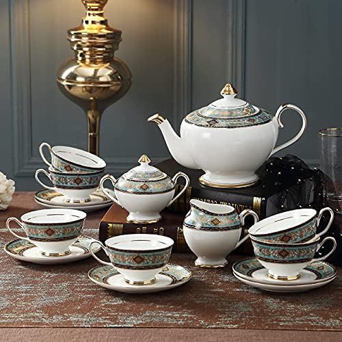 Судски стил 15 парчиња попладневно чај за возрасни со чаши чај чај и чинии коски кинески чаши за кафе со комплети со млеко со шеќер од чинија