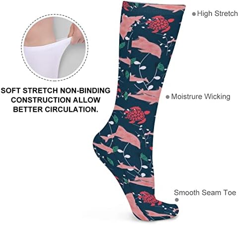 ПЛЕВЕЛ Слатки Делфини И Морски Желки Дебели Чорапи Новина Смешно Печатење Графички Секојдневни Чорапи Со Топла Средна Цевка За Зима