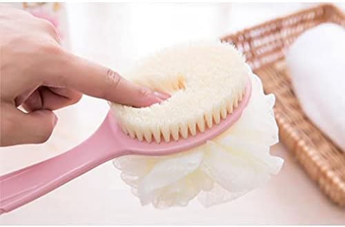 Исклучување на четка за туширање на тушот за миење садови со влакна и мека лопата за грб со мешунки од мешунки со закривена четка за долга рачка
