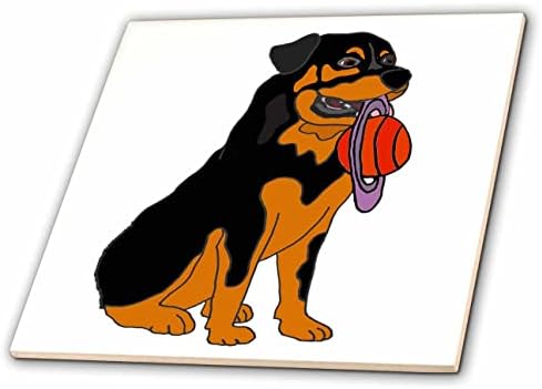 3дроза Смешно Слатко Кученце Ротвајлер Со Сатурн Диск Цртан Филм-Плочки