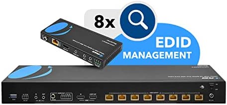 OREI 1x8 HDMI Extender Splitter Hdbaset 4K, повеќекратно над единечен кабел CAT6/7 4K@60Hz 4: 4: 4 HDCP 2.2 со IR далечински управувач со EDID,