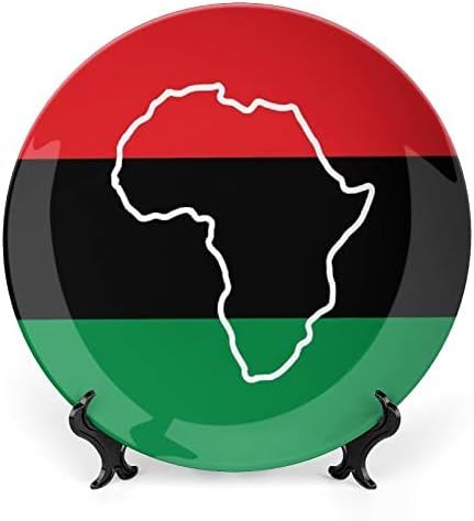 Афроамерикански Знамиња Персонализирана Коска Кина Прилагодени Керамички Декоративни Плочи Домашна Тркалезна Плоча со Држач за Прикажување 7