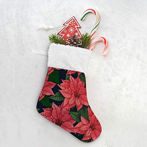 Алаза Божиќни чорапи Божиќ Поинсетија Цвет класичен персонализирани мали декорации за порибување за семејни сезонски празници за забави Декор