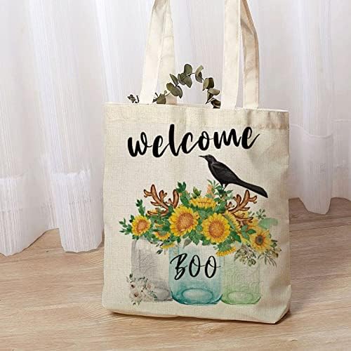 Добредојдовте рустикални акварели, палки за лилјаци, вазни цвеќиња, врана со вештерка, ноќ на вештерките, тотална торба за жена, смешна естетска торба за торбичка ш?