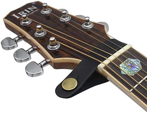 Jinyu 4 сет црна кожа акустична гитара глава на вратот на вратот на јамката на јамката прицврстување и копчињата за каишот за