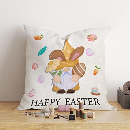 Велигденски гноми Велигденски фрли перница покритие Шарена зајачка перница кутија пролет диви цвеќиња капачиња плоштад декорт -перници