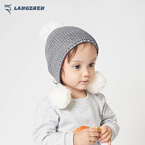 Зимски зимски топло плетено бебешки капи за девојки пом пом дете дете за момчиња од гравче со роно обвивка