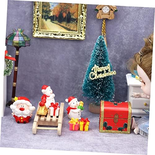 Ibasenice 1 Постави мини Божиќен сет Минијатурен бор, божиќен минијатурен украс, снежен човек Минијатурен Божиќен модел мини