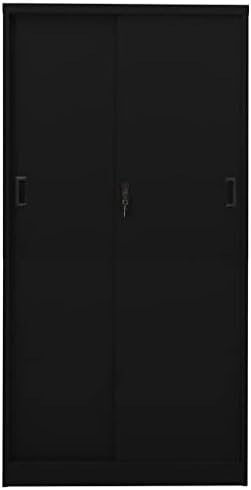 Кабинетот на канцеларијата на Имаси со црна врата црна 35,4 x15,7 x70.9 челик за алатка и домашна организација