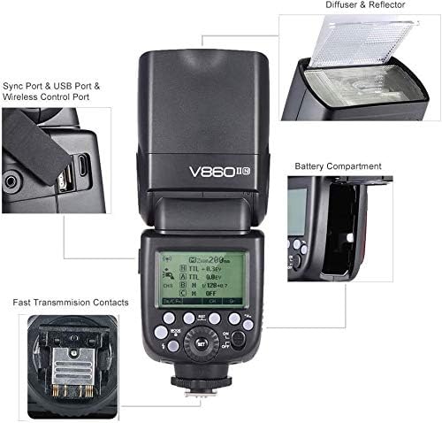 Godox Камера Блиц Speedlight V860II-N За Никон TTL 1/8000s HSS 2.4 GHz Безжичен X Систем GN60 Компатибилен Со Никон Дигитални Камери