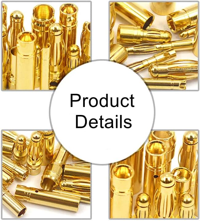 Fielect 3,5 mm куршуми конектор злато позлатени банани приклучоци машки и женски за RC батерија ESC мотор 13,6 mm должина 4pair