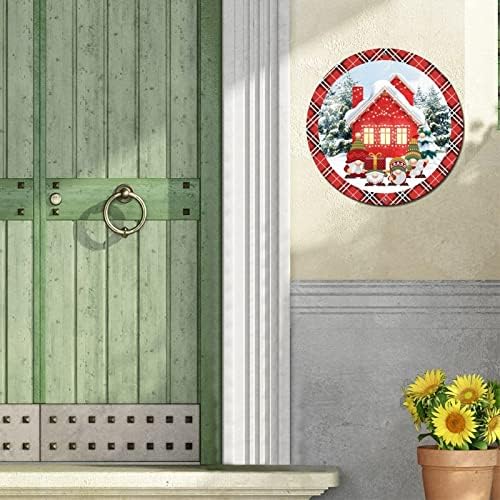 Тркалезен метален знак Среќни Божиќни гноми и домашен гроздобер знак на венец изморени wallиден знак на плакета Смешен метален постер за гаража