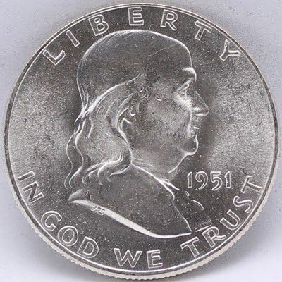 1951 Френклин половина долар во држач 2x2