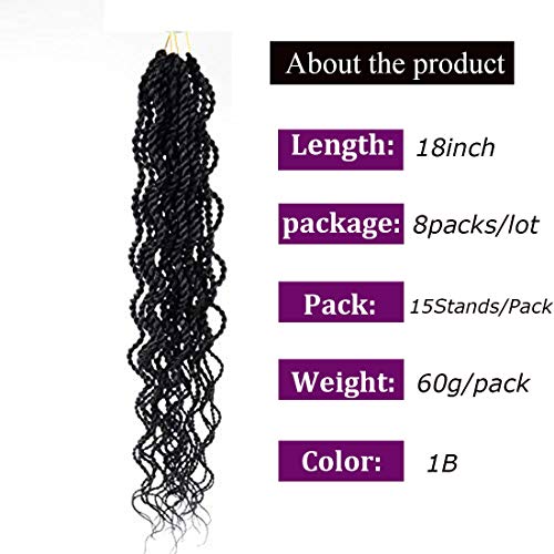 8 Пакувања Брановидна сенегалска пресвртна капчиња коса за црни жени 18 инчни капчиња плетенка сенегалски пресврти Синтетичко