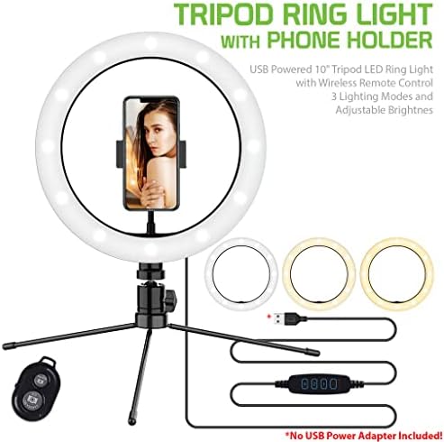 Светла Селфи Прстен Три-Боја Светлина Компатибилен Со Вашиот Samsung SPH-L710RWBBST 10 Инчи Со Далечински Управувач За Пренос
