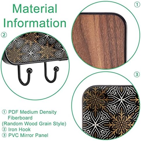 Златен &засилувач; Сребрена Мандала Цвет Печатење Палто Решетката Ѕид Монтирање, Влезот Палто Решетката со 4 Кука За Капут Капа Пешкир