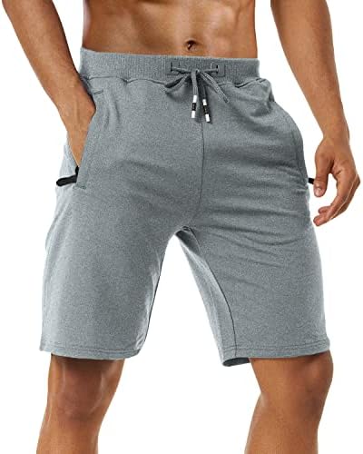 Бојзн машки 2 пакувања атлетски шорцеви удобни панталони за тренингот со памук, еластична половината што работи шорцеви со