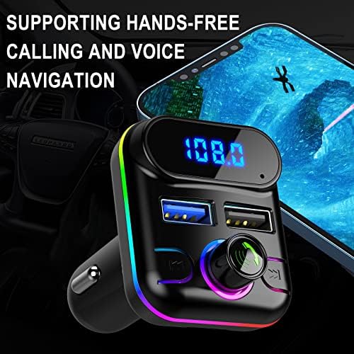 Bluetooth Bluetooth 5.0 безжичен автомобил FM FM Transmiter Readive Radio MP3 Adapter Player 2 USB полнач комплет CC1