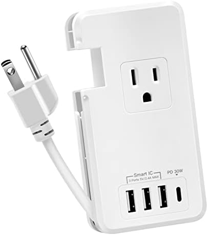 Енергетска лента за напојување со PD 30W USB C порта, преносен кабел за проширување на заштитникот на патните патувања со 2 продажни места,