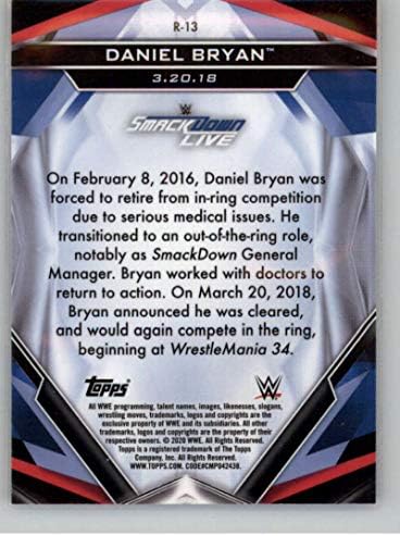2020 година Топс WWE Најдобри враќања на најдобрите децении Р-13 Даниел Брајан Смакдаун во живо во борење картичка за тргување