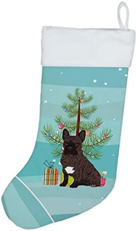 Богатства на Каролина WDK3048CS Француски булдог Бриндл 1 Божиќно Божиќно порибување, камин виси чорапи Божиќна сезона забава Декорации