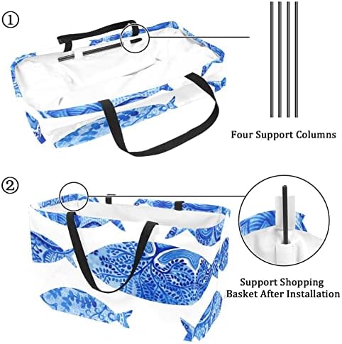 Кошар за шопинг сина риба шема за еднократна употреба на намирници торбички за перење преносни пикнички торбички торбички торбички