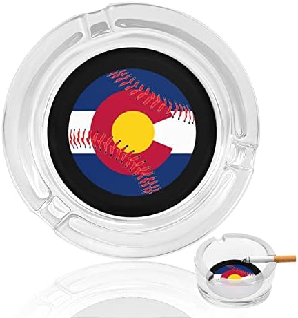 Бејзбол во Колорадо, бејзбол убаво во форма на дебели стаклени пепелници класичен тркалезен држач за цигари канцеларија за десктоп декорација на