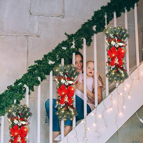 Топчест Венец Безжичен Прелит Скалила Намали Божиќни Венци За Влезната Врата Празник Ѕид Прозорец Виси Орнаменти За Внатрешен Надворешен