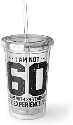 16oz Пластична чаша Смешна сарказам Смешни 60 -ти прослави Прославете ја забавата Хумористично славно семејство роденден 16oz / Транспарентен