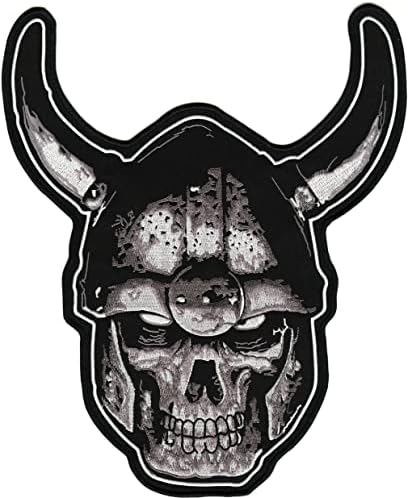 Злобна викиншка череп лепенка 12 | Реална метална полукалска панк -панк скелет мртов демон убиец Голем центар за лепенка на железо на извезено - од Nixon Thread Co.