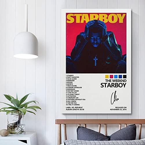 Постерот за албум на постери „Викенд“ Старбој за момчиња со соба за платно, wallидна уметност во спална соба декор 12x18inch