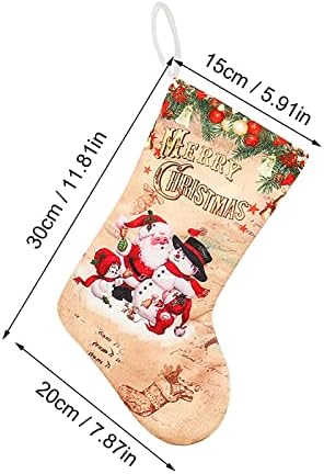 Персонализирани божиќни чорапи, вклучувајќи ги и Детските снежни деца со Дедо Мраз со техники за вез за семејни празници Божиќни забави Гроздобер стакло Божиќни у?