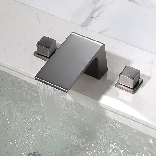 Шаманда водопад тапа за бања 3 дупка, 2 квадратни рачки модерна широко распространета тапа за мијалник за мијалник RV со линии