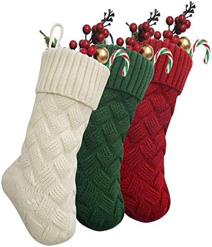Божиќни чорапи на Гуџанфон, кабел со голема големина на 18 инчи плетени босарди, рустикални персонализирани декорации за порибување за украси