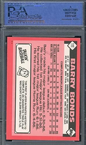 Бери обврзници 1986 Топпс тргуваше со бејзбол дебитант картичка RC 11T оценета PSA 9