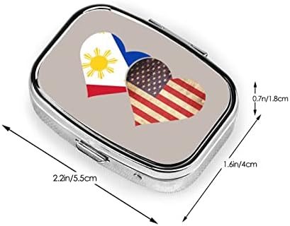 Филипини Знаме И Американско Знаме Плоштад Мини Пилула Кутија Патување Медицина Прегради Организатор Пренослив Метал Пилула Случај