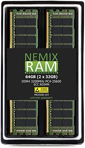 Nemix RAM меморија 64 GB DDR4-3200 PC4-25600 ECC RDIMM регистрирана надградба на меморијата на серверот компатибилен со Dell PowerEdge R6515 Rack