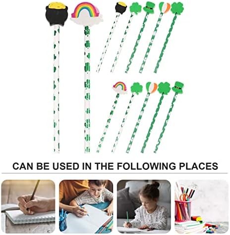 Детската Забава НУОБЕСТИ Фаворизира 12 парчиња Дневни Моливи На Патрикс Со Мини Гуми За Бришење Зелени Моливи Гуми За Виножито Моливи Од Дрво