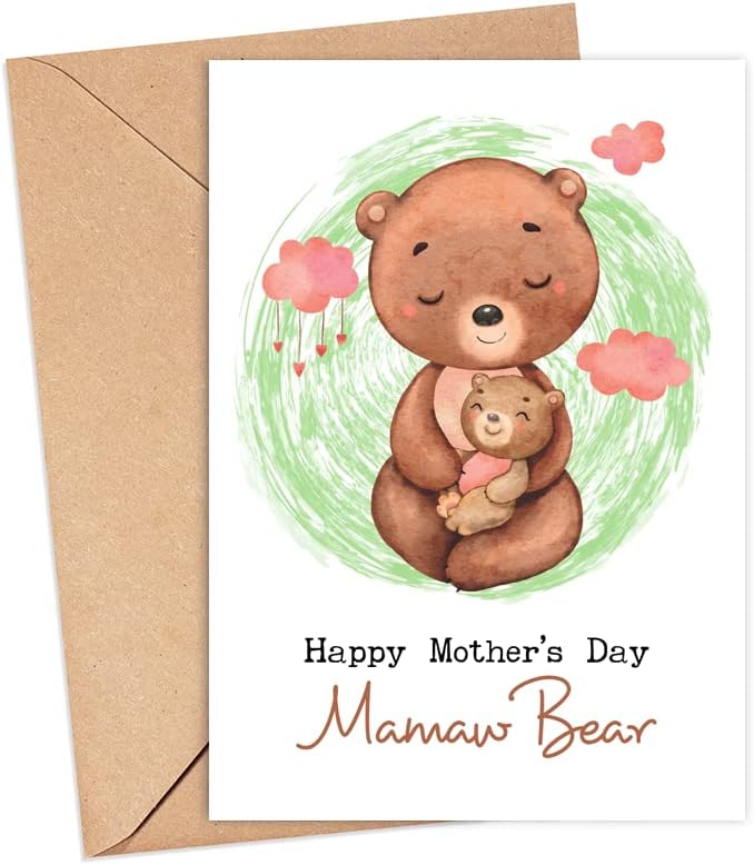 До мама мечка среќна картичка за Денот на мајката - картичка Мемав мечка - мечка прегратка од мама картичка - картичка за Мамав - симпатична