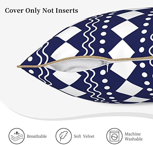 Myshe пакет од 2 кадифени уникатни морнарички сини геометриски графички апстрактни декоративни плоштад перници Постави софа спална соба автомобил 18 x 18 -инч 45 x 45 см