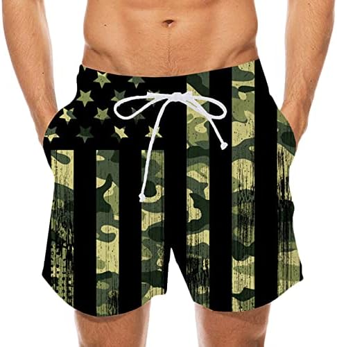 Денот на независноста на плажа шорцеви за мажите шарени знаме печати затегнати кратки панталони машки летни летни суви атлетски шорцеви