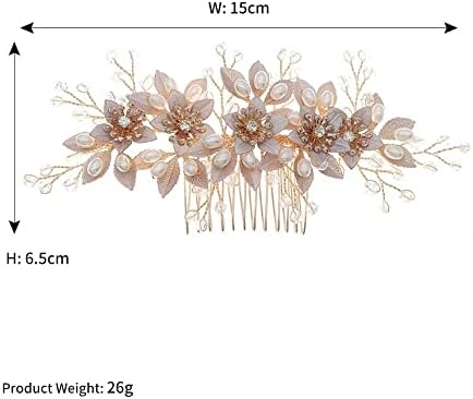 Ganfanren Rose Gold Clower Comber Comber Clober Flower Comber за невестински свадбени додатоци за коса