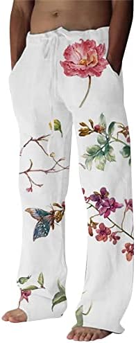 Miashui со висока половината со отворено џеб џеб машка мода случајна печатена џеб чипка на панталони со голема големина панталони нејасни