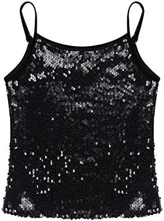 Fldy Girls Sparkle Sequins Dance Crop Topever Camisole Tops Tops Corleag Jazz Performance кошула елек