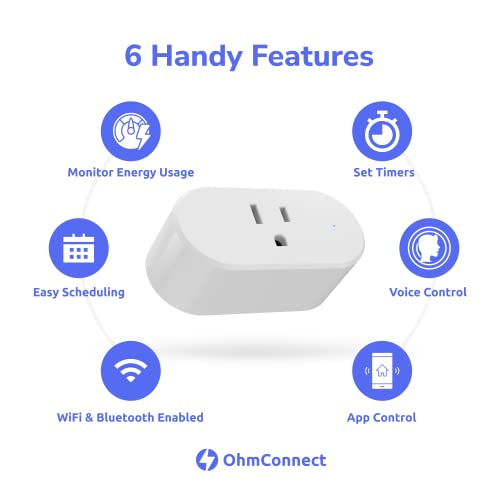 Ohmplug Smart Plug WiFi Outlet - Компатибилен со Alexa, Google Home, & Echo - Контролирајте го вашиот дом со карактеристики со Bluetooth, кои можат да ја следат моќта, да постават тајмери ​​и да г