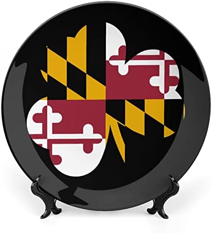 Мериленд знаме Шамрок коска Кина Декоративна чинија Керамички плочи занает со приказ за домашна канцеларија wallидна декорација