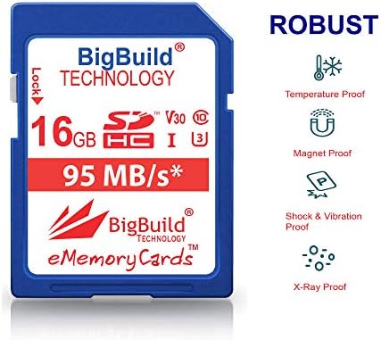 BigBuild Технологија 16gb UHS-I U3 95MB/S Мемориска Картичка За Canon PowerShot SX420 е, SX430 е, SX520 HS, SX530 HS, SX540 HS, SX60 HS,