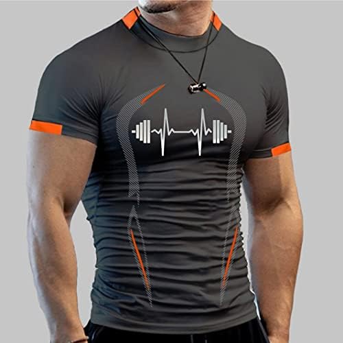 HDDK Mens Sports Mairs Mock Mock Reck Quick Dry Fitness Graphic Tee Top Summer Gym Gym за вежбање Краток ракав за компресија на ракав маичка