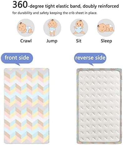 Пастелни тематски опремени мини чаршафи за креветчиња, преносни мини креветчиња со меки и кревети за кревети за постелнина за