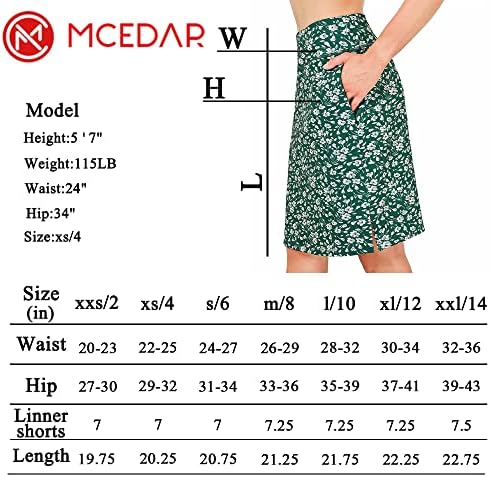 Mcedar 20 '' Колен должина на коленото здолништа за жени тенис здолниште скромни атлетски голф -голф со џебови со патенти